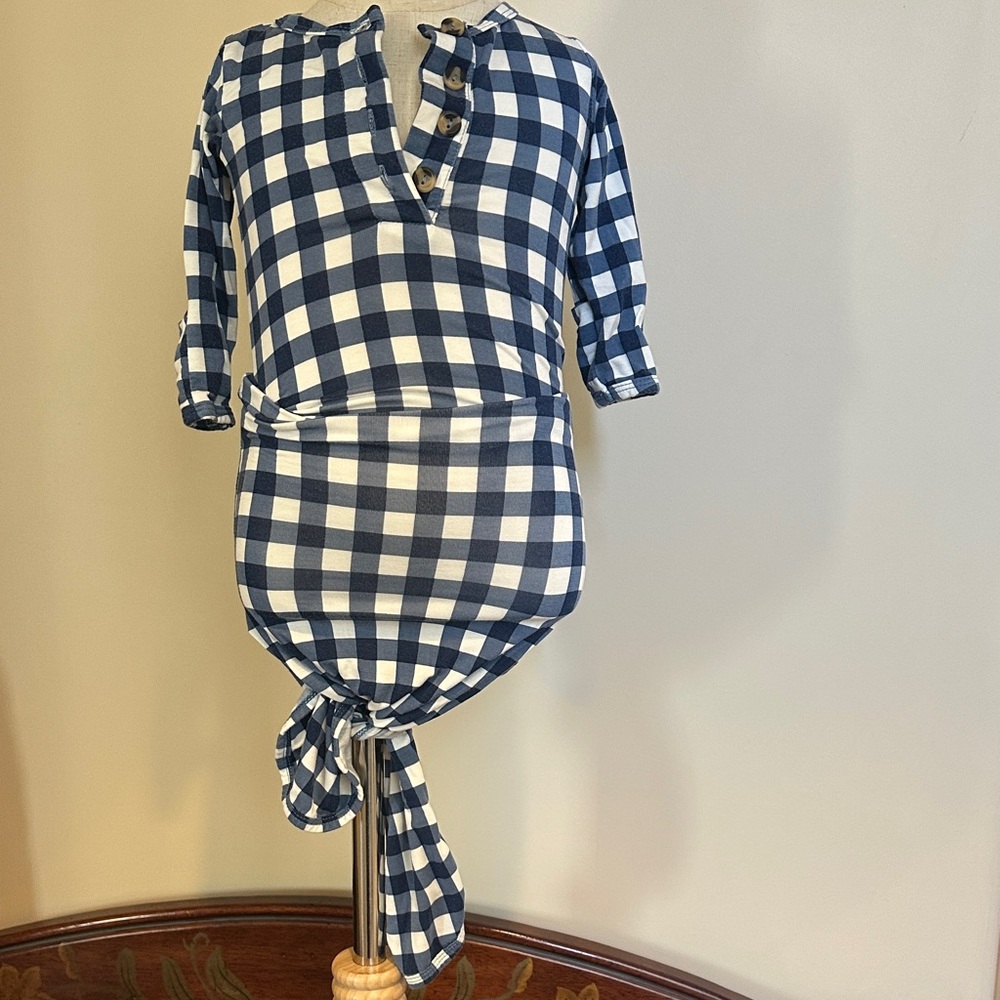 Lou Lou & Company Blue and White Plaid knotted gown